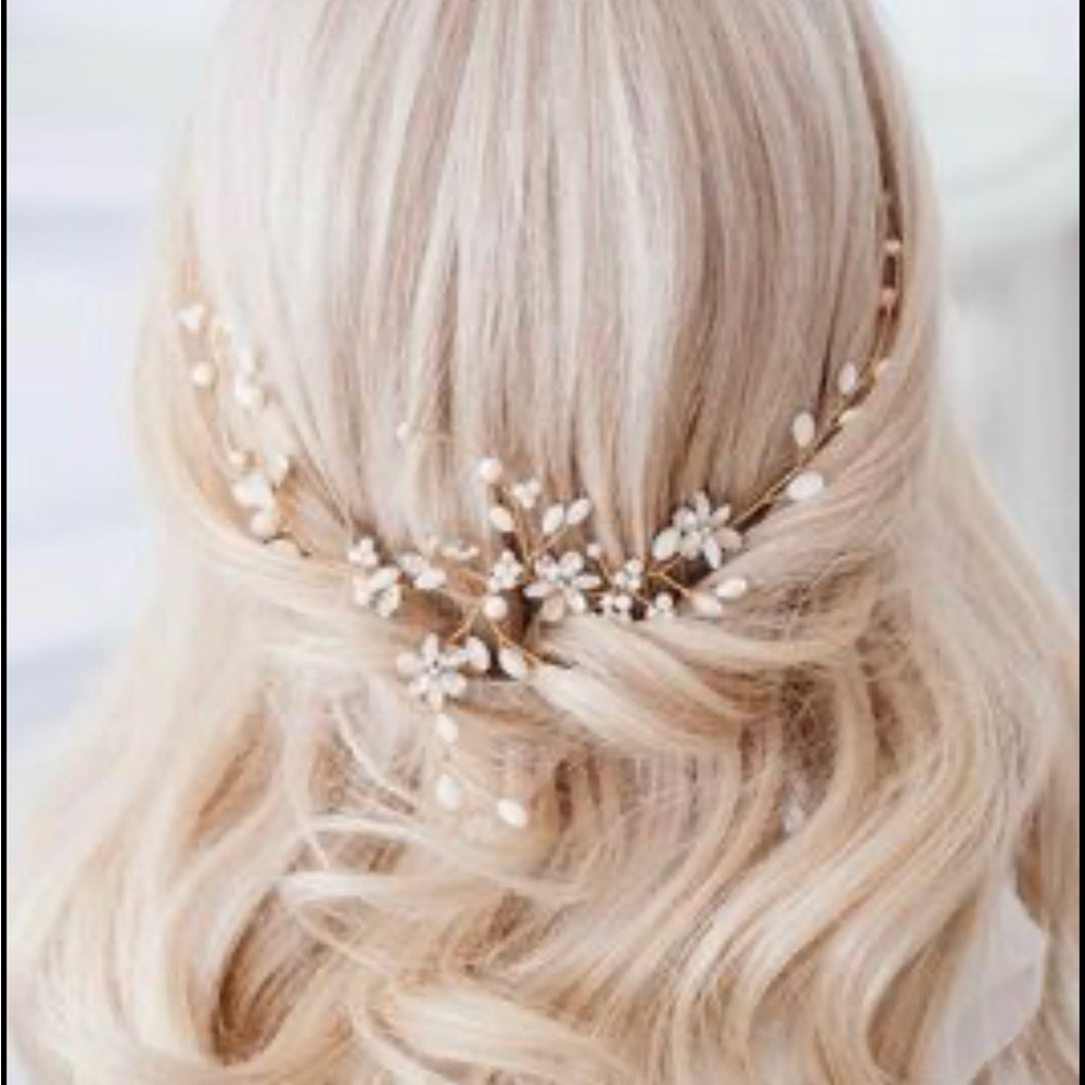 Handmade Bridal Hairpiece, white & gold
